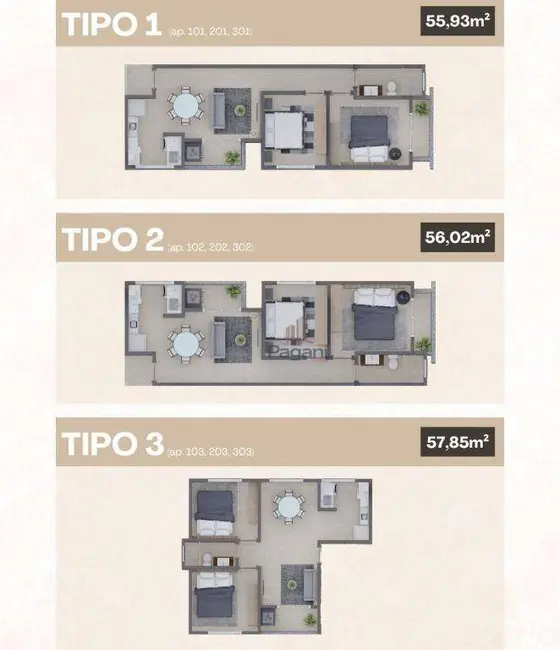 Foto 2 de Apartamento com 2 quartos à venda, 60m2 em Barra do Aririú, Palhoca - SC