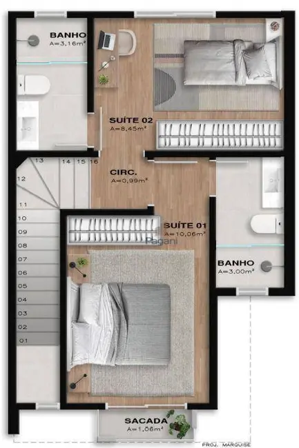 Foto 3 de Sobrado com 2 quartos à venda, 100m2 em Guarda do Cubatão, Palhoca - SC