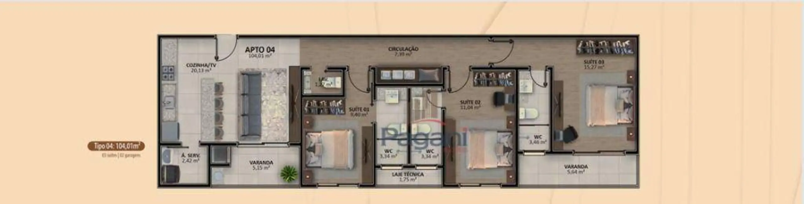 Foto 3 de Apartamento com 3 quartos à venda, 105m2 em Porto Belo - SC