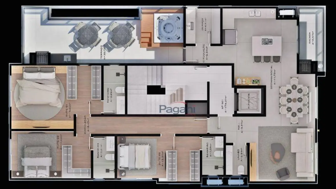 Foto 2 de Apartamento com 3 quartos à venda, 174m2 em Centro, Palhoca - SC