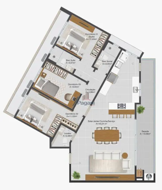 Foto 5 de Apartamento com 2 quartos à venda, 76m2 em Pagani, Palhoca - SC