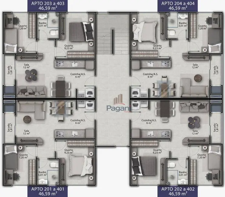 Apartamento com 2 quartos à venda, 46m2 em Tijucas - SC - imagem 3 Foto 3 de Apartamento com 2 quartos à venda, 46m2 em Tijucas - SC