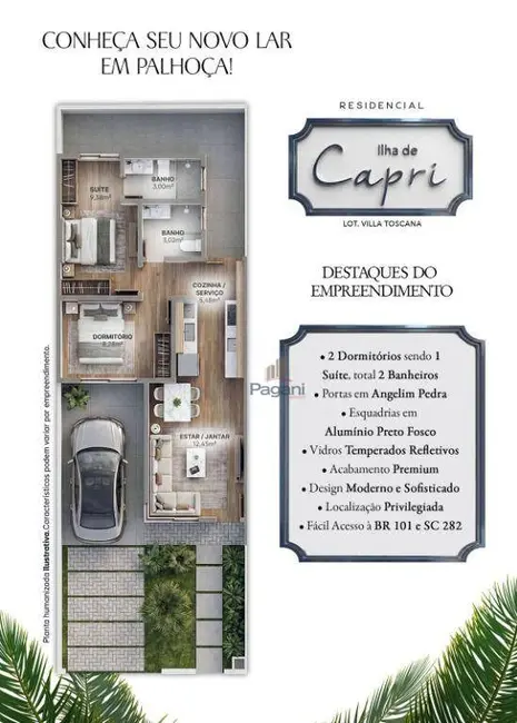 Foto 2 de Casa de Condomínio com 2 quartos à venda, 105m2 em Nova Palhoça, Palhoca - SC