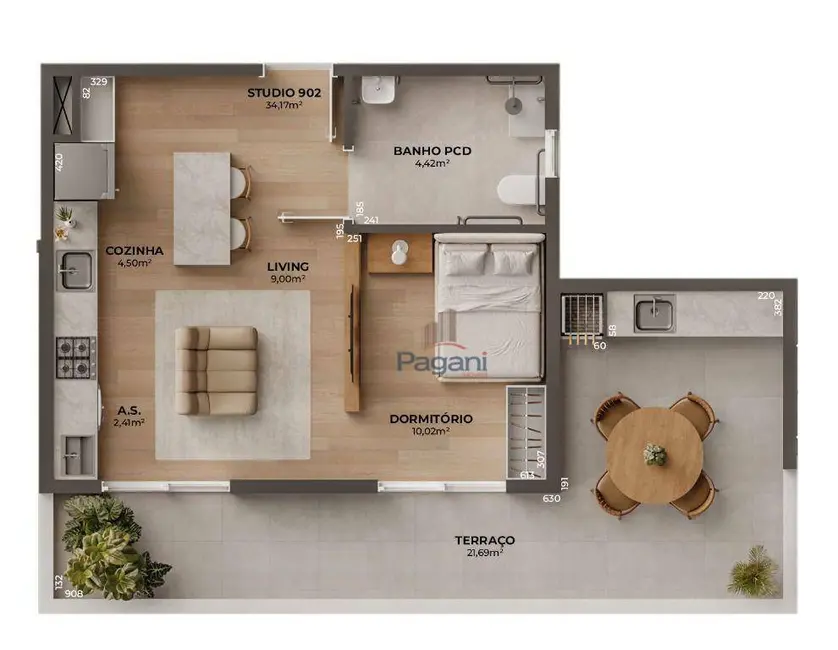 Foto 1 de Apartamento com 2 quartos à venda, 53m2 em Palhoca - SC