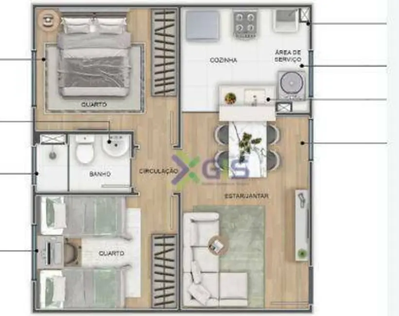 Foto 2 de Apartamento com 2 quartos à venda, 60m2 em Fazenda Velha (Zona Rural), Sao Jose Do Rio Preto - SP