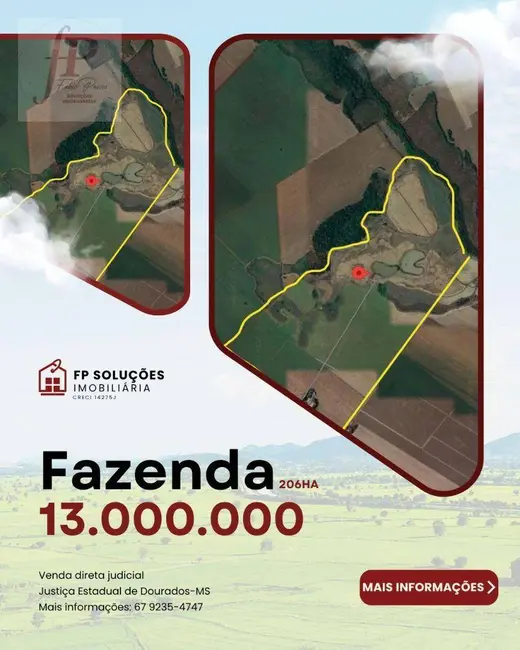 Foto 1 de Fazenda / Haras à venda, 2060000m2 em Jardim Mônaco, Dourados - MS