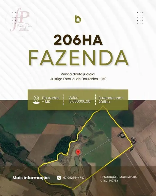 Foto 2 de Fazenda / Haras à venda, 2060000m2 em Jardim Mônaco, Dourados - MS