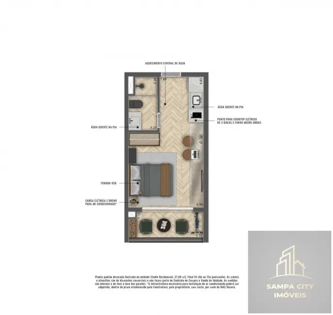 Apartamento com 1 quarto à venda, 28m2 em Santo Amaro, São Paulo - SP - imagem 8 Foto 8 de Apartamento com 1 quarto à venda, 28m2 em Santo Amaro, São Paulo - SP