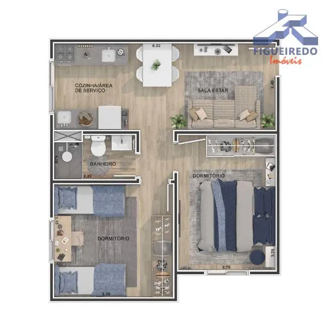 Foto 2 de Apartamento com 2 quartos à venda, 44m2 em Centro, Tatui - SP