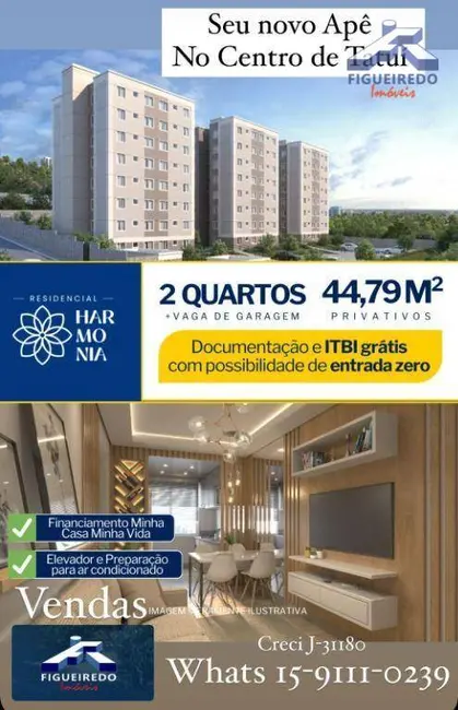 Foto 1 de Apartamento com 2 quartos à venda, 44m2 em Centro, Tatui - SP