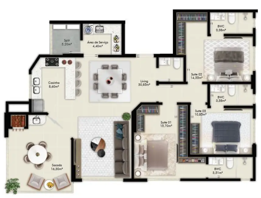 Foto 6 de Apartamento com 4 quartos à venda, 168m2 em Itapema - SC