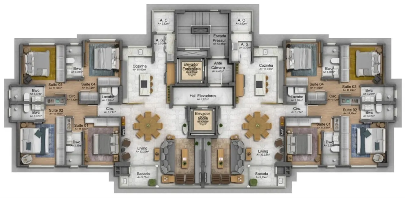 Foto 4 de Apartamento com 4 quartos à venda, 146m2 em Pioneiros, Balneario Camboriu - SC