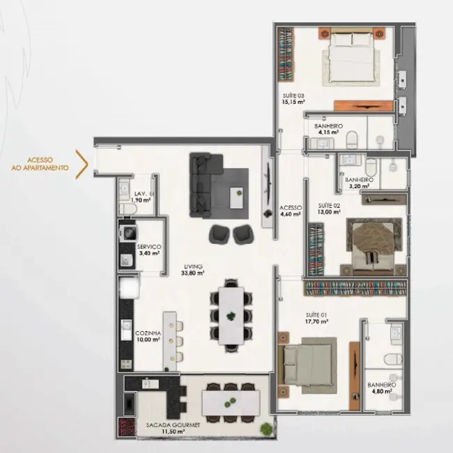 Foto 6 de Apartamento com 3 quartos à venda, 95m2 em Meia Praia, Itapema - SC
