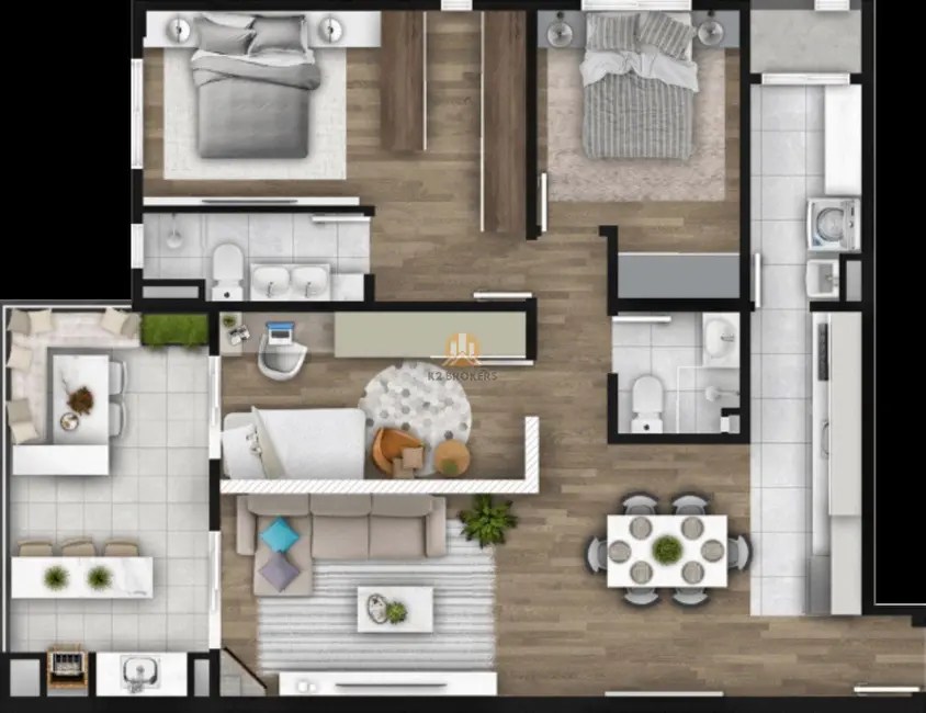 Foto 2 de Apartamento com 3 quartos à venda, 107m2 em Bacacheri, Curitiba - PR