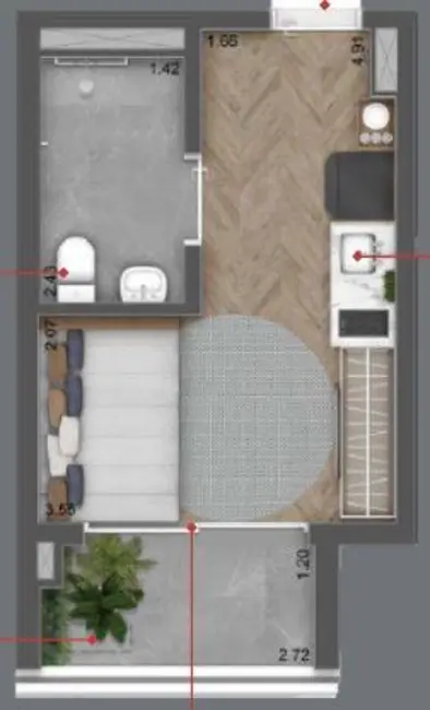 Apartamento com 1 quarto à venda, 24m2 em Vila Santa Catarina, São Paulo - SP - imagem 7 Foto 7 de Apartamento com 1 quarto à venda, 24m2 em Vila Santa Catarina, São Paulo - SP