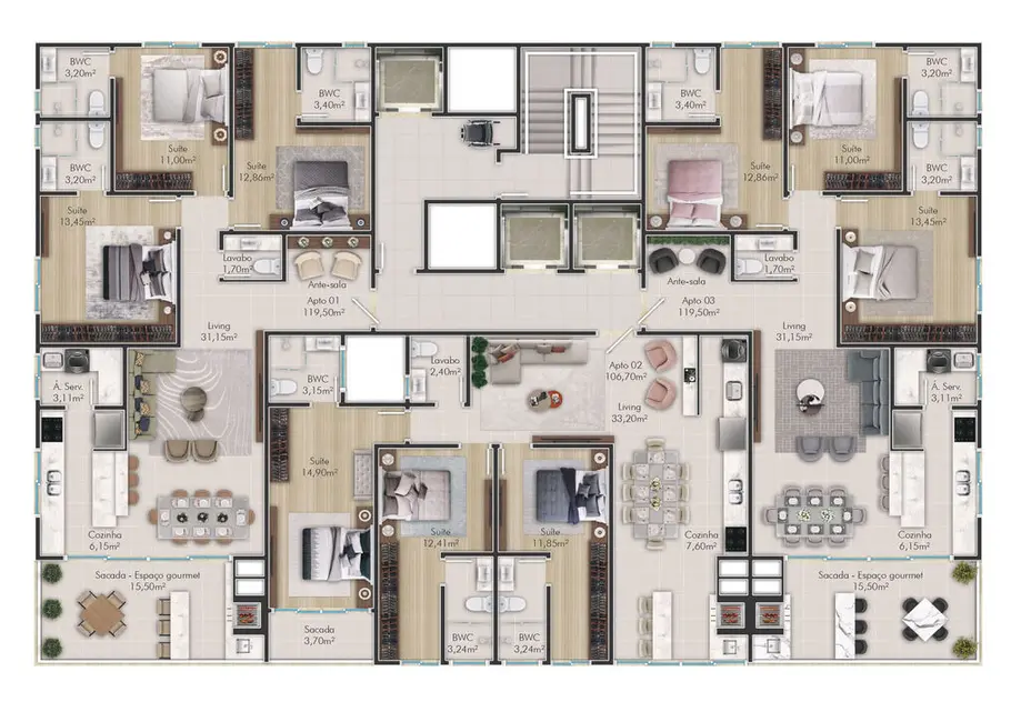 Foto 8 de Apartamento com 3 quartos à venda, 120m2 em Porto Belo - SC