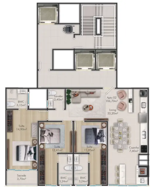 Foto 9 de Apartamento com 3 quartos à venda, 120m2 em Porto Belo - SC