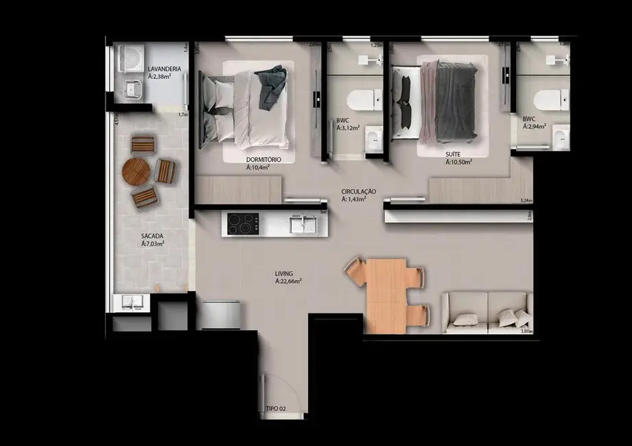 Foto 8 de Apartamento com 2 quartos à venda, 71m2 em Porto Belo - SC