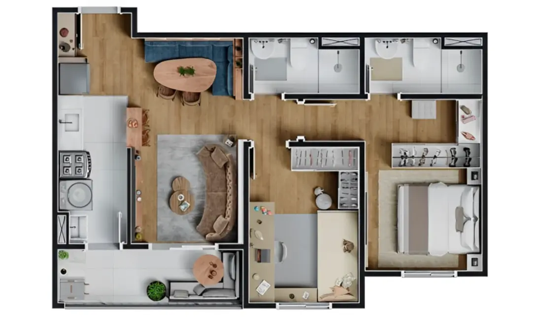 Foto 3 de Apartamento com 2 quartos à venda, 57m2 em São Bernardo, Campinas - SP