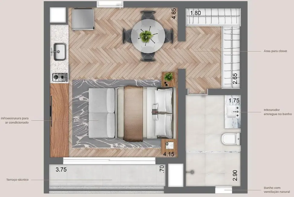 Apartamento com 1 quarto à venda, 54m2 em Vila Mariana, São Paulo - SP - imagem 8 Foto 8 de Apartamento com 1 quarto à venda, 54m2 em Vila Mariana, São Paulo - SP