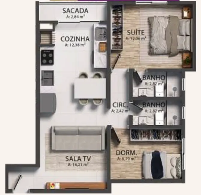 Foto 5 de Apartamento com 2 quartos à venda, 61m2 em Itapema - SC