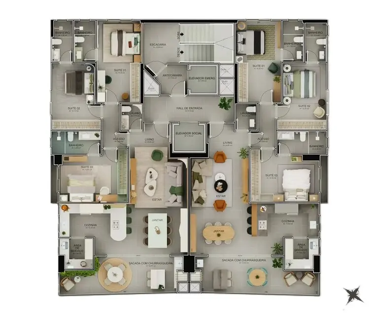 Foto 2 de Apartamento com 3 quartos à venda, 120m2 em Meia Praia, Itapema - SC