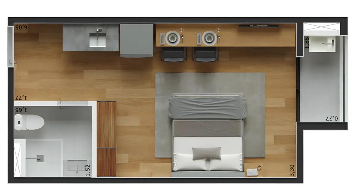 Apartamento com 1 quarto à venda, 19m2 em Santa Cecília, São Paulo - SP - imagem 5 Foto 5 de Apartamento com 1 quarto à venda, 19m2 em Santa Cecília, São Paulo - SP