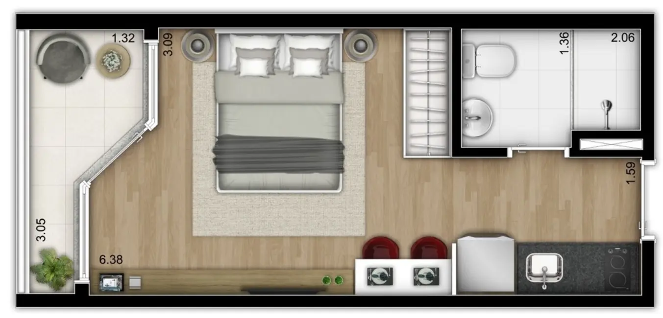 Apartamento com 1 quarto à venda, 29m2 em Liberdade, São Paulo - SP - imagem 7 Foto 7 de Apartamento com 1 quarto à venda, 29m2 em Liberdade, São Paulo - SP