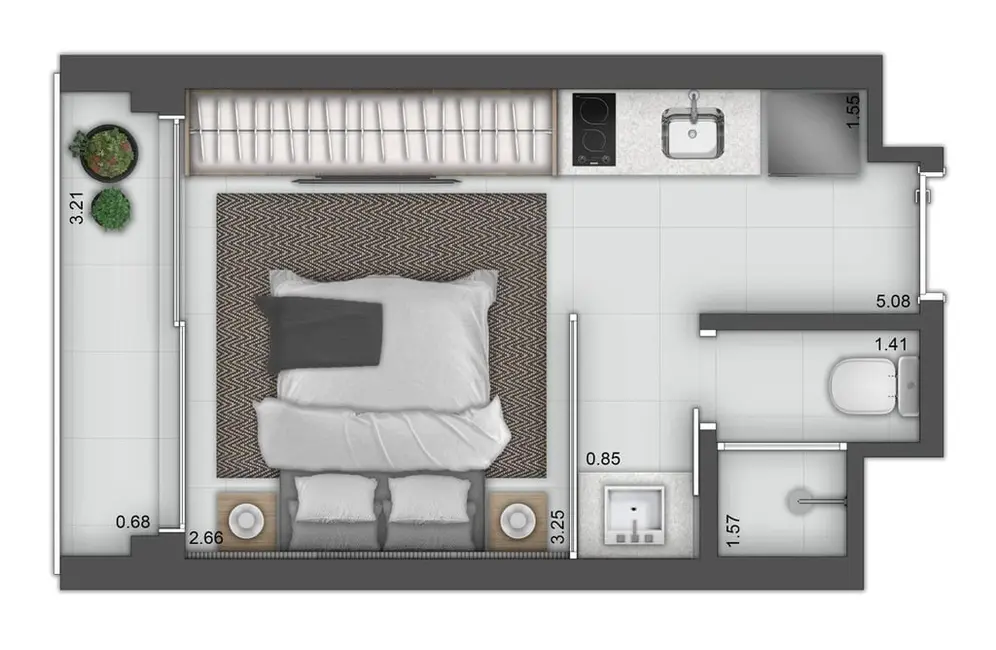 Apartamento com 1 quarto à venda, 43m2 em Vila Nova Conceição, São Paulo - SP - imagem 7 Foto 7 de Apartamento com 1 quarto à venda, 43m2 em Vila Nova Conceição, São Paulo - SP