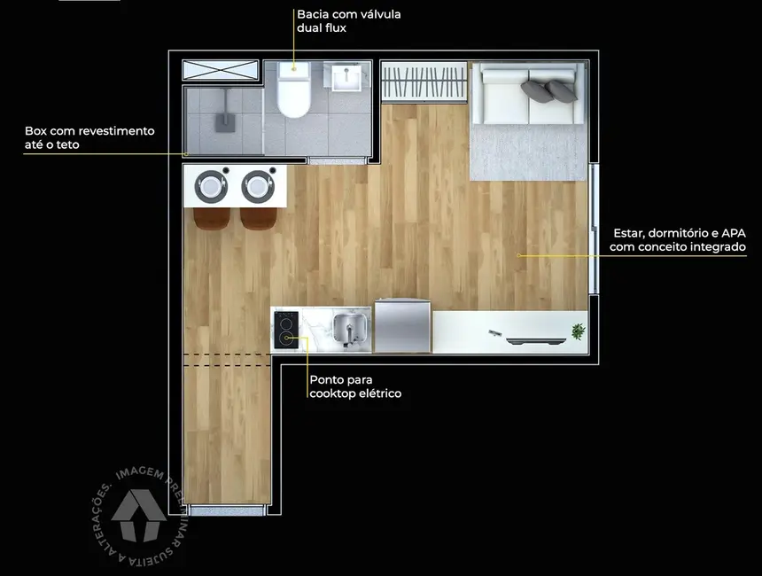 Foto 9 de Apartamento com 1 quarto à venda, 15m2 em República, São Paulo - SP