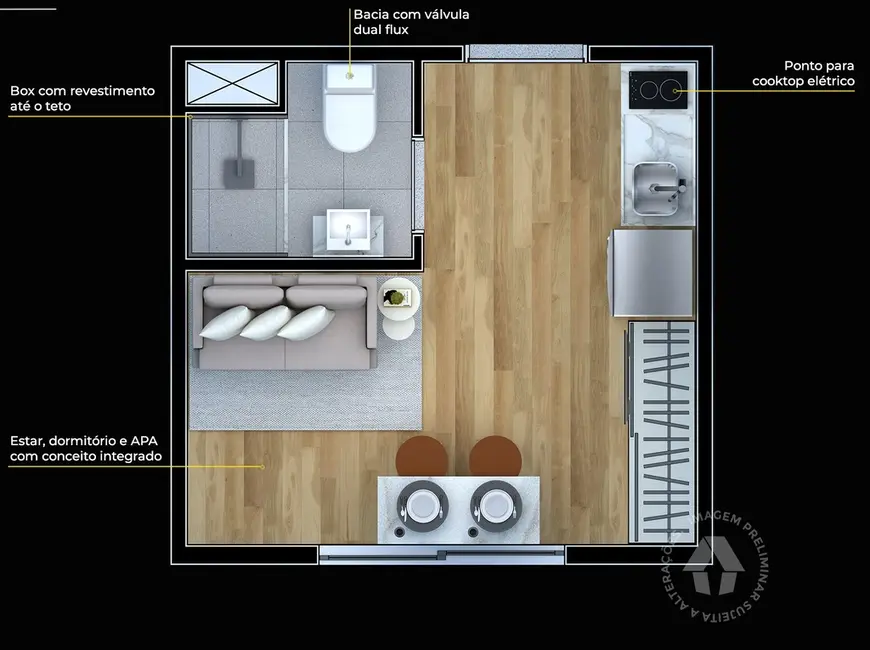 Foto 7 de Apartamento com 1 quarto à venda, 15m2 em República, São Paulo - SP