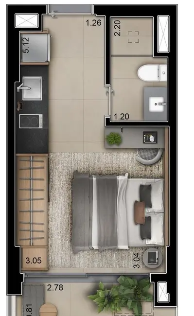 Apartamento com 1 quarto à venda, 25m2 em Vila Nova Conceição, São Paulo - SP - imagem 9 Foto 9 de Apartamento com 1 quarto à venda, 25m2 em Vila Nova Conceição, São Paulo - SP