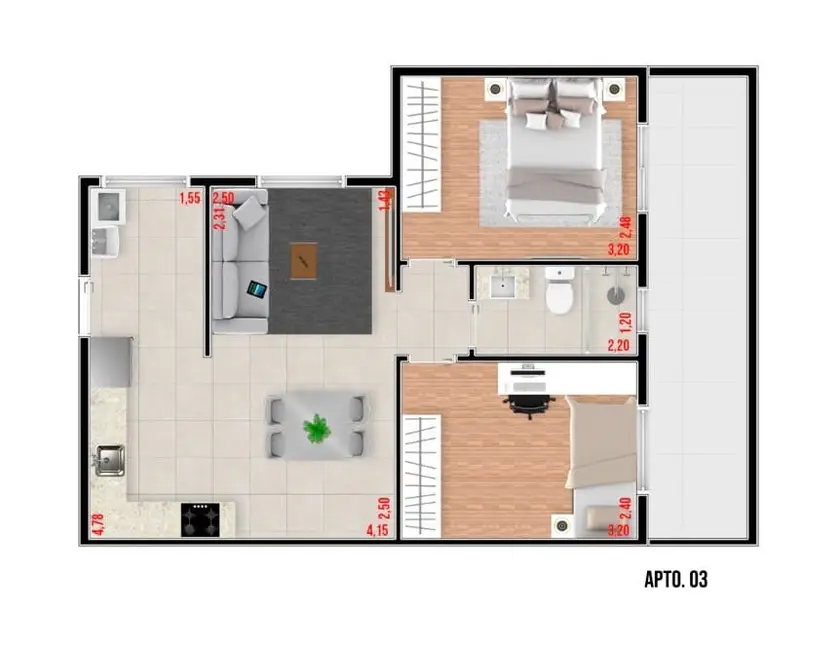 Apartamento com 2 quartos à venda, 46m2 em Vila Granada, São Paulo - SP - imagem 7 Foto 7 de Apartamento com 2 quartos à venda, 46m2 em Vila Granada, São Paulo - SP