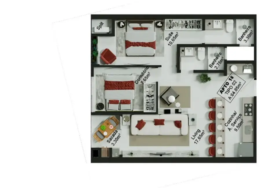 Foto 6 de Apartamento com 2 quartos à venda, 64m2 em Centro, Itapema - SC