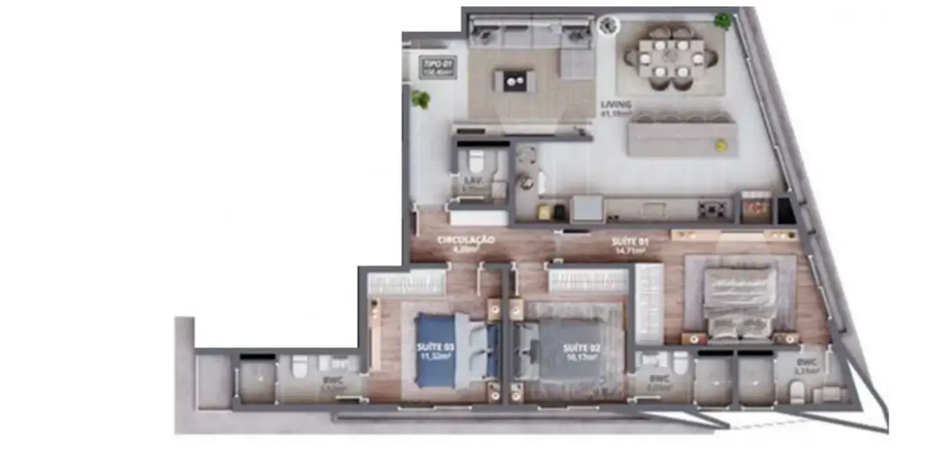 Foto 4 de Apartamento com 3 quartos à venda, 116m2 em Porto Belo - SC