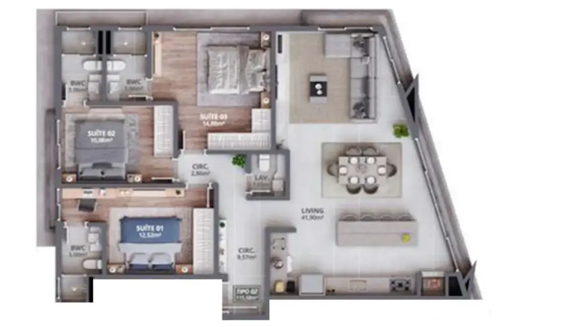 Foto 5 de Apartamento com 3 quartos à venda, 108m2 em Porto Belo - SC