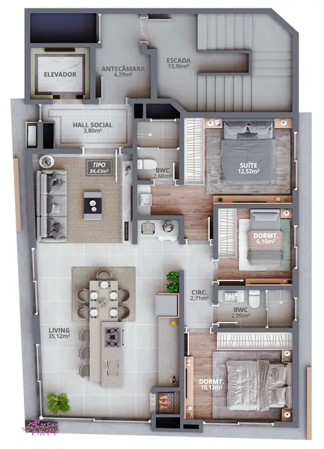 Foto 6 de Apartamento com 3 quartos à venda, 84m2 em Porto Belo - SC