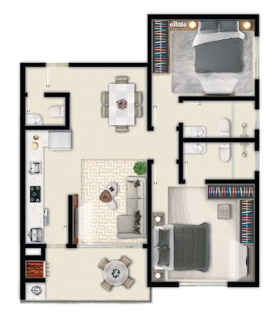 Apartamento com 3 quartos à venda, 88m2 em Pagani, Palhoca - SC - imagem 8 Foto 8 de Apartamento com 3 quartos à venda, 88m2 em Pagani, Palhoca - SC