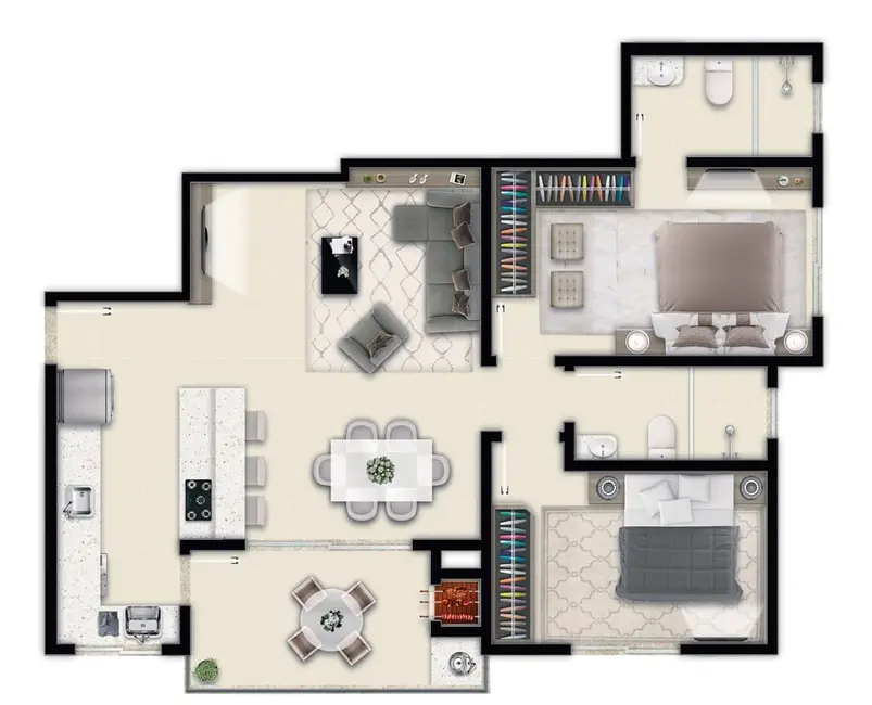 Apartamento com 3 quartos à venda, 88m2 em Pagani, Palhoca - SC - imagem 9 Foto 9 de Apartamento com 3 quartos à venda, 88m2 em Pagani, Palhoca - SC