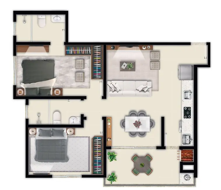 Apartamento com 2 quartos à venda, 73m2 em Pagani, Palhoca - SC - imagem 7 Foto 7 de Apartamento com 2 quartos à venda, 73m2 em Pagani, Palhoca - SC