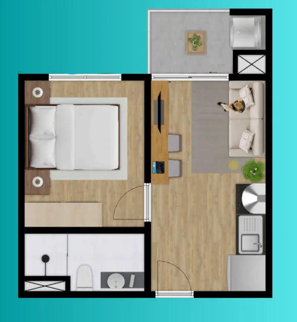 Apartamento com 1 quarto à venda, 30m2 em Murta, Itajai - SC - imagem 9 Foto 9 de Apartamento com 1 quarto à venda, 30m2 em Murta, Itajai - SC