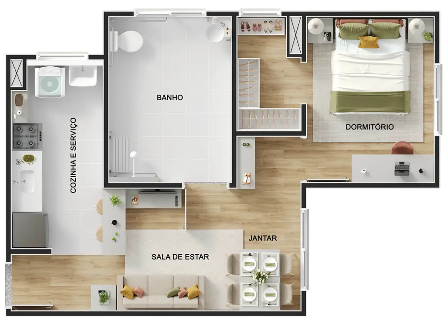 Apartamento com 1 quarto à venda, 42m2 em Chácara São Domingos, Campinas - SP - imagem 7 Foto 7 de Apartamento com 1 quarto à venda, 42m2 em Chácara São Domingos, Campinas - SP