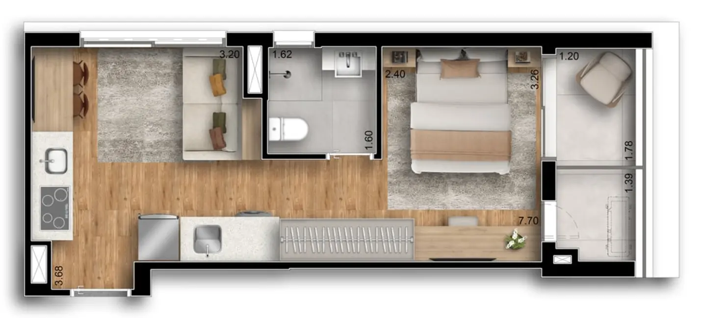 Apartamento com 1 quarto à venda, 34m2 em Chácara Santo Antônio (Zona Sul), São Paulo - SP - imagem 9 Foto 9 de Apartamento com 1 quarto à venda, 34m2 em Chácara Santo Antônio (Zona Sul), São Paulo - SP