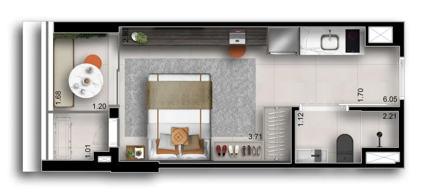 Apartamento com 1 quarto à venda, 23m2 em Chácara Santo Antônio (Zona Sul), São Paulo - SP - imagem 8 Foto 8 de Apartamento com 1 quarto à venda, 23m2 em Chácara Santo Antônio (Zona Sul), São Paulo - SP