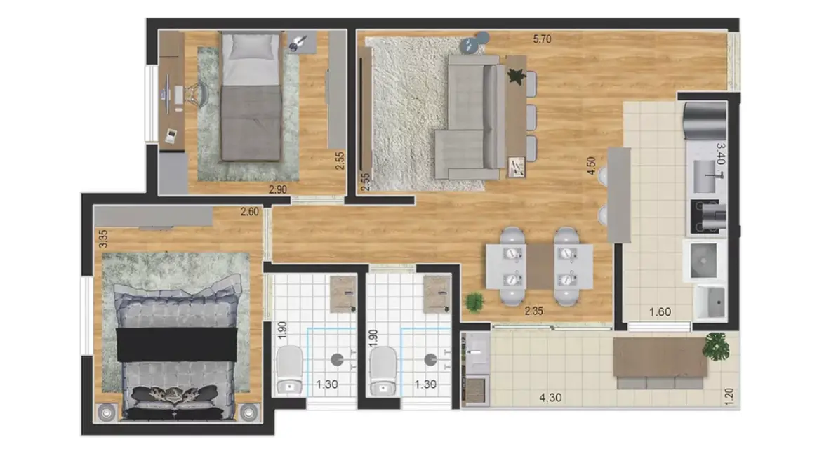 Apartamento com 2 quartos à venda, 54m2 em Vila Metalúrgica, Santo Andre - SP - imagem 8 Foto 8 de Apartamento com 2 quartos à venda, 54m2 em Vila Metalúrgica, Santo Andre - SP