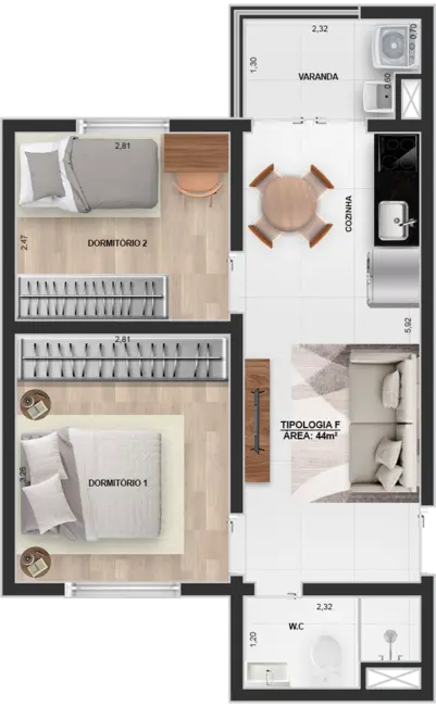 Apartamento com 2 quartos à venda, 91m2 em Vila Carrão, São Paulo - SP - imagem 5 Foto 5 de Apartamento com 2 quartos à venda, 91m2 em Vila Carrão, São Paulo - SP