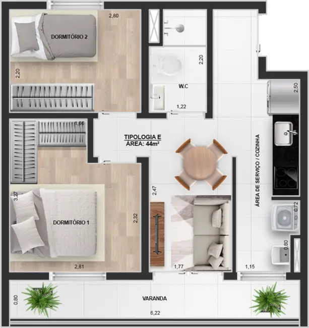 Apartamento com 2 quartos à venda, 51m2 em Vila Carrão, São Paulo - SP - imagem 4 Foto 4 de Apartamento com 2 quartos à venda, 51m2 em Vila Carrão, São Paulo - SP