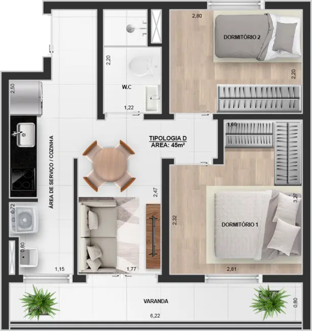 Foto 6 de Apartamento com 2 quartos à venda, 44m2 em Vila Carrão, São Paulo - SP