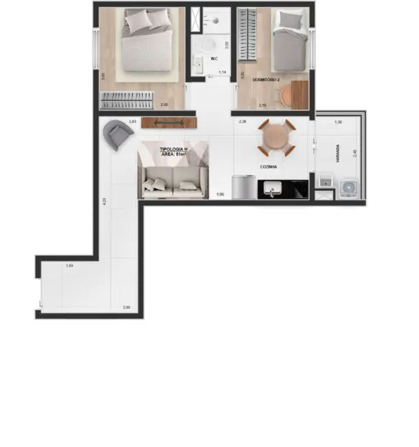 Foto 7 de Apartamento com 2 quartos à venda, 44m2 em Vila Carrão, São Paulo - SP