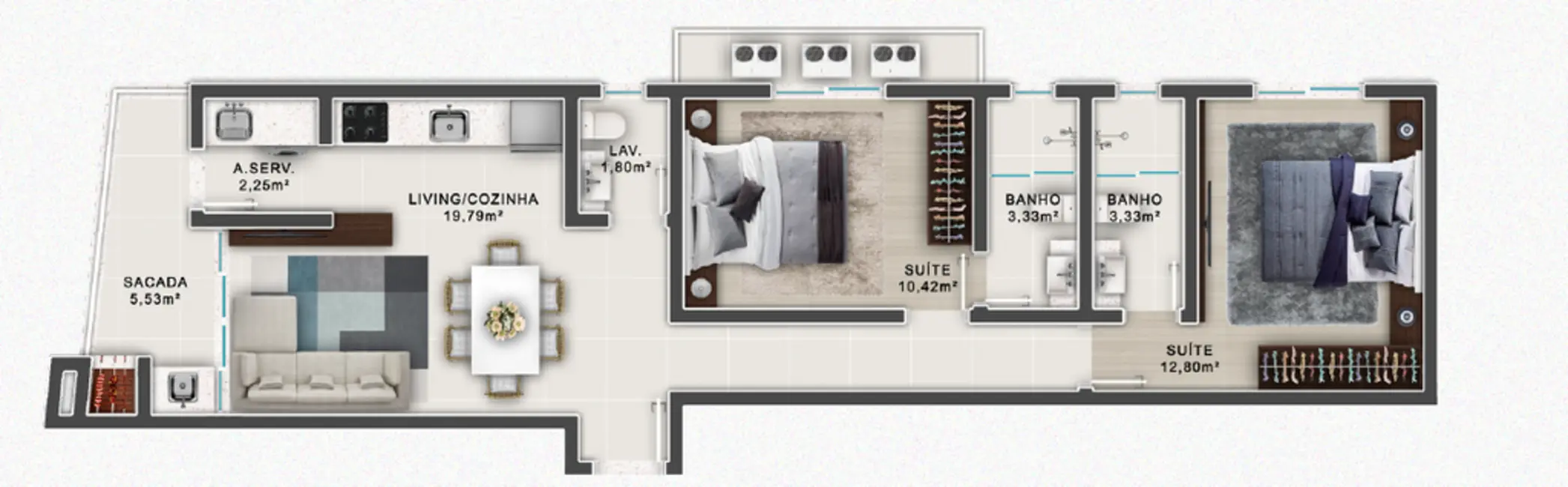 Foto 5 de Apartamento com 2 quartos à venda, 87m2 em Bombinhas - SC